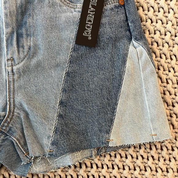 NWT Blank NYC The Reeve High-Rise Ribcage Patchwork Shorts - Picture 6 of 10